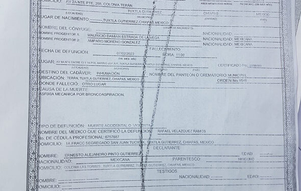 Necropsia asegura que falleció por bronco aspiración