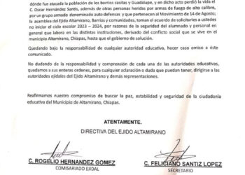 Suspenden el inicio de clases en Altamirano