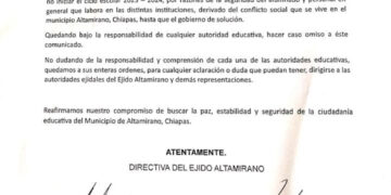 Suspenden el inicio de clases en Altamirano