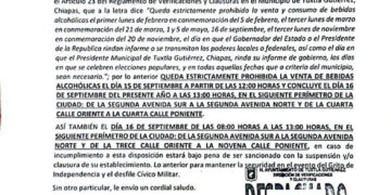 Habrá ley seca en Tuxtla