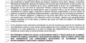Suspenden clases en la Sierra
