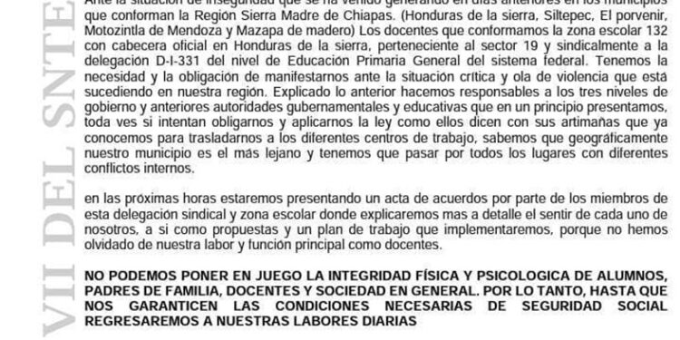 Suspenden clases en la Sierra