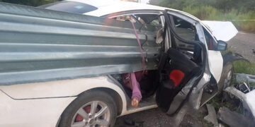 Las atravesó la barra de protección