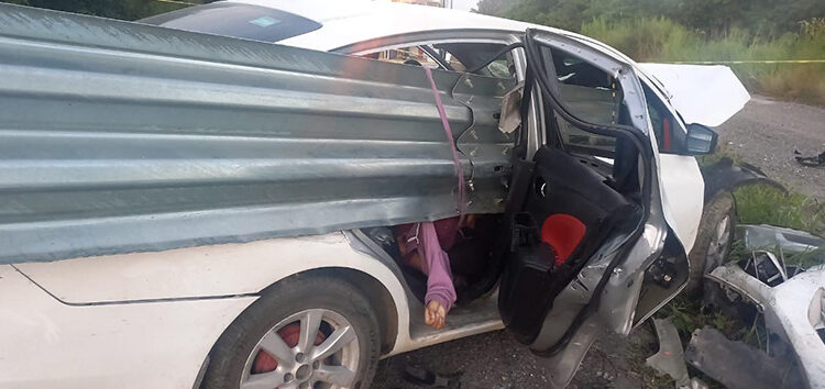 Las atravesó la barra de protección