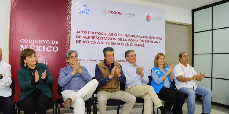 Rutilio Escandón inaugura oficinas de la Comisión Mexicana de Ayuda a Refugiados, en Tuxtla Gutiérrez