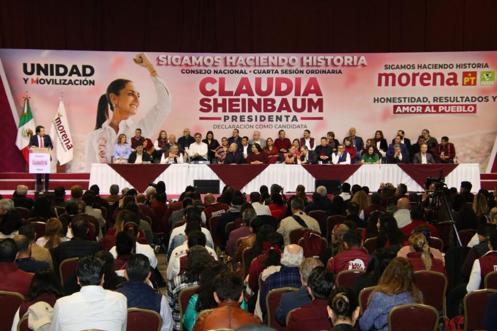 El gobernador participó en la 4ª Sesión Ordinaria del Consejo Nacional de Morena; Sheinbaum Pardo rindió protesta como candidata única a la Presidencia de México por la coalición Sigamos Haciendo Historia, integrada por Morena, PVEM y PT.