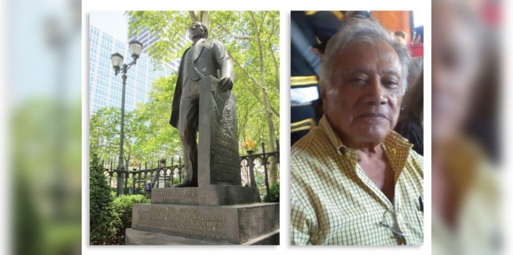 La estatua de Benito Juárez en el Bryant Park de Nueva York 