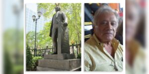 La estatua de Benito Juárez en el Bryant Park de Nueva York 