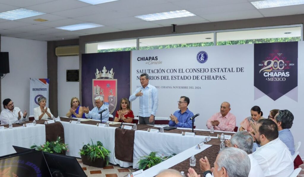 Participa titular del Poder Judicial en Salutación entre el Ejecutivo y el Consejo Estatal de Notarios del Estado de Chiapas