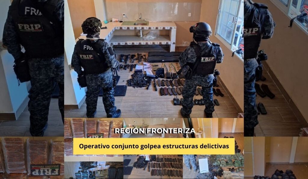 Aseguran municiones, equipo táctico y accesorios para armas.
