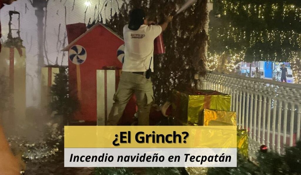 El kiosco municipal de Tecpatán quedó afectado tras el incendio, generando indignación entre los habitantes.