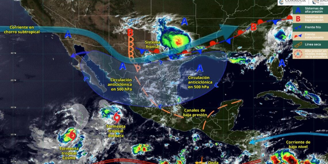 Prevén lluvias intensas, descargas eléctricas, vientos fuertes y oleaje elevado en la costa.