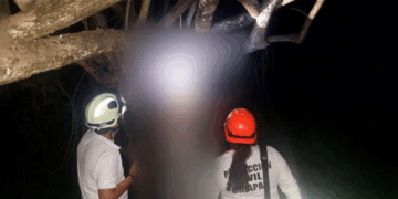 El cuerpo fue encontrado suspendido de un árbol; la FGE realiza investigaciones para esclarecer los hechos.