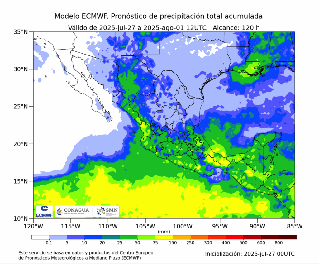 El Servicio Meteorológico Nacional advirtió lluvias fuertes con posibles deslaves e inundaciones en el estado.