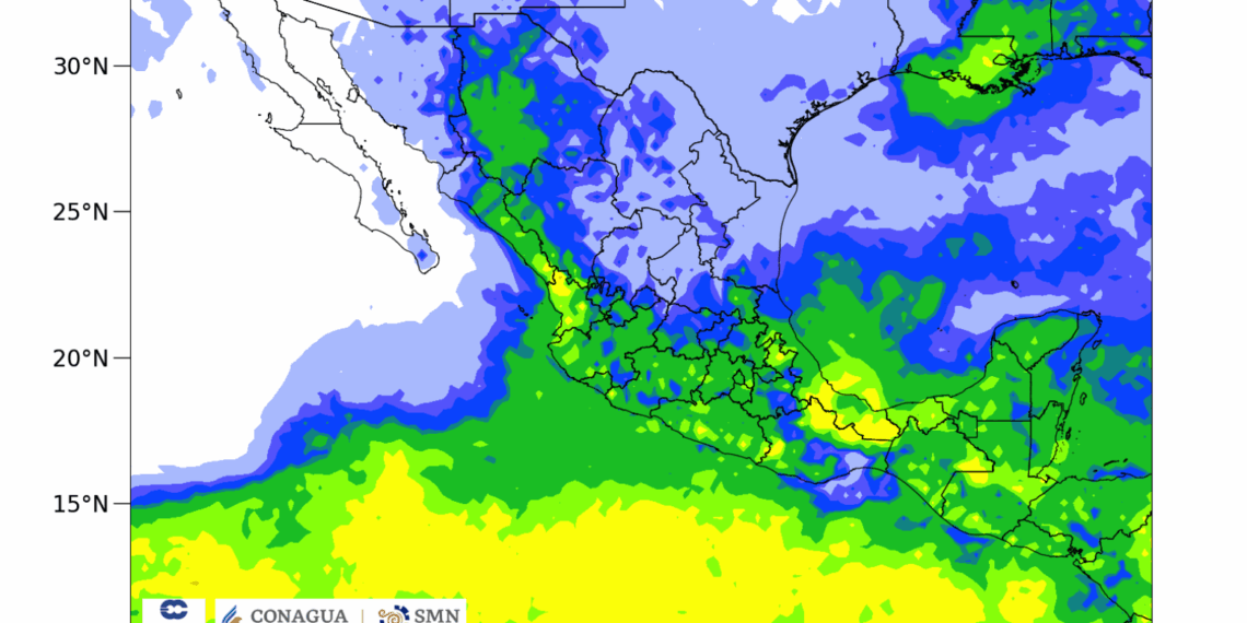 El Servicio Meteorológico Nacional advirtió lluvias fuertes con posibles deslaves e inundaciones en el estado.
