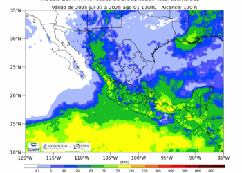 El Servicio Meteorológico Nacional advirtió lluvias fuertes con posibles deslaves e inundaciones en el estado.