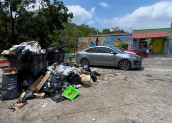 Vecinos reportaron desbordamiento de basura cerca de un kínder.