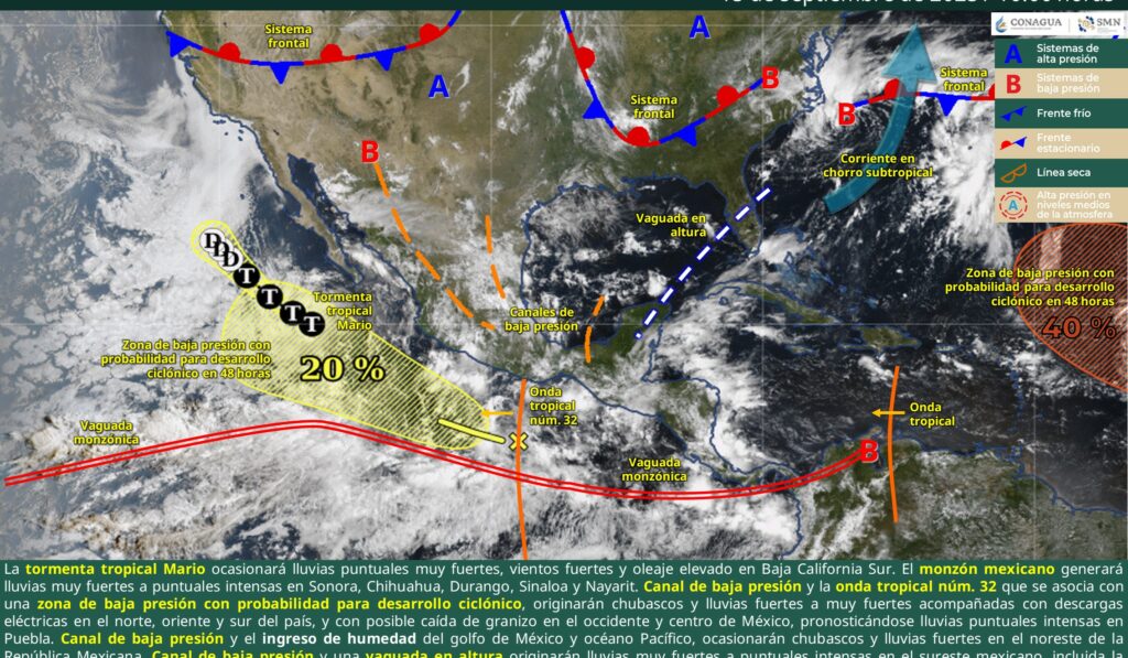 SMN reportó lluvias intensas y oleaje; recomendó precauciones por inundaciones.