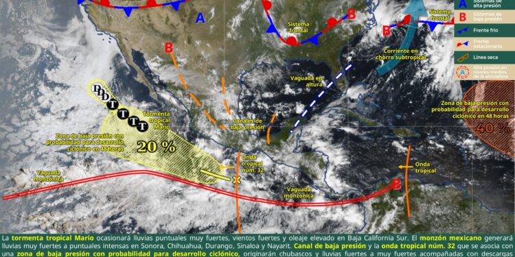 SMN reportó lluvias intensas y oleaje; recomendó precauciones por inundaciones.