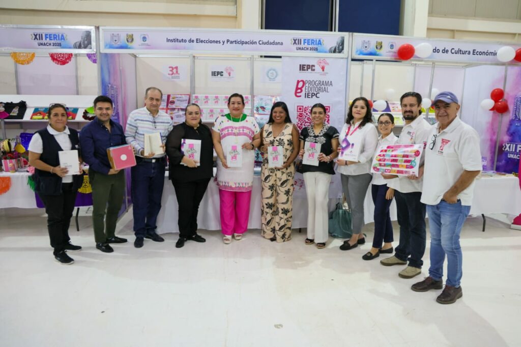 El Instituto Electoral de Chiapas participa con ludoteca y presentaciones editoriales en la FIL UNACH 2025.