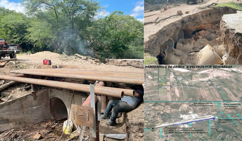 Propietarios exigieron puente y reparación por desbordes canalizados.