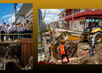 Yamil Melgar supervisa obra pluvial en su fase final para prevenir encharcamientos en el centro de Tapachula